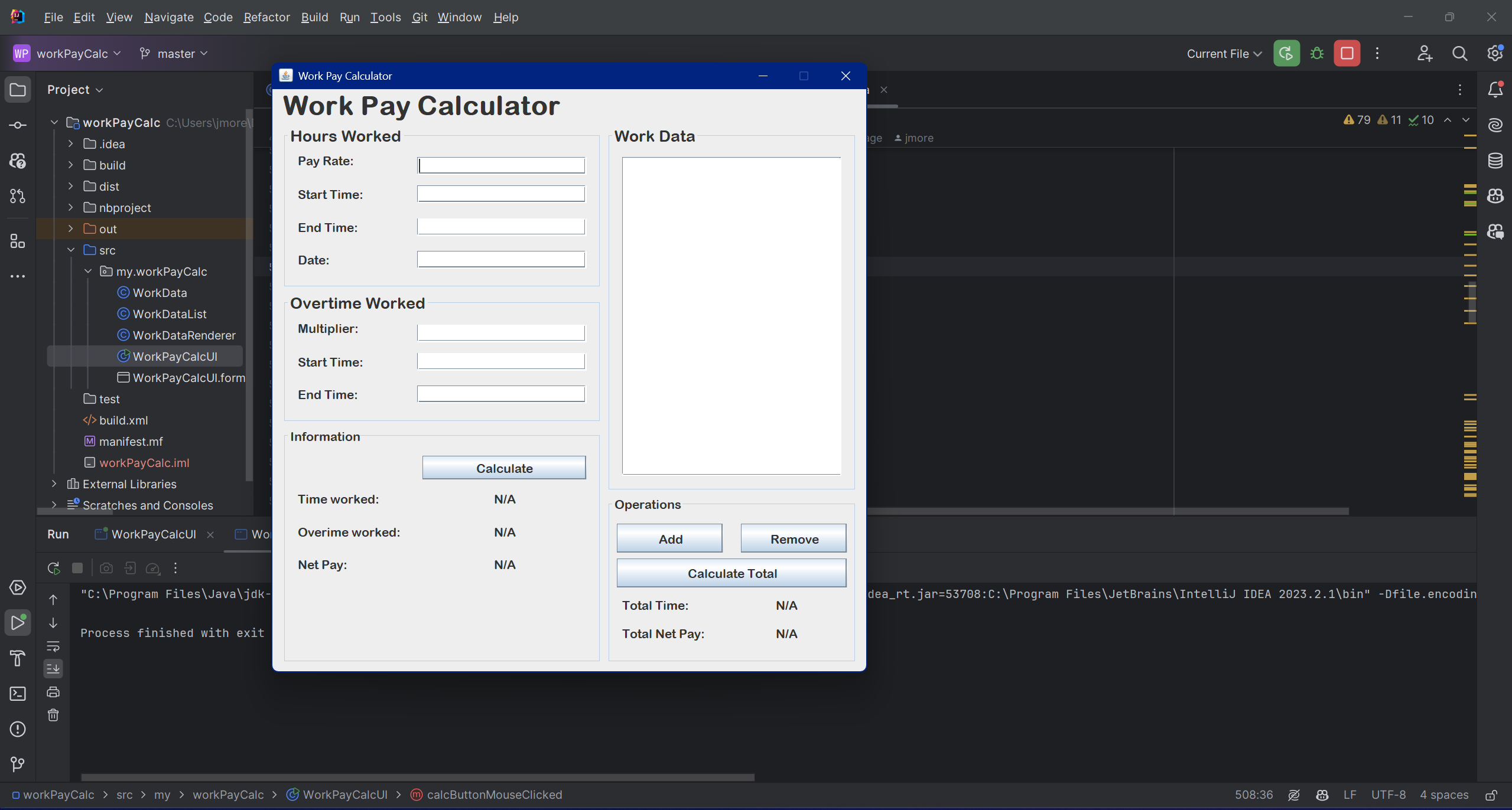 Java Work Pay Calculator